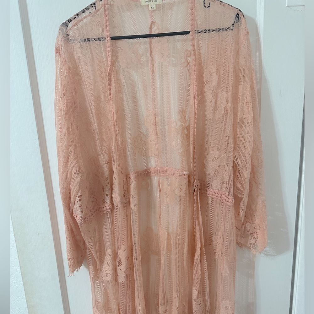 3XL Lacey peachy pink cardigan